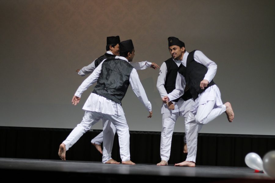 At the 2018 International Dinner, students performed a traditional Nepali dance called K Bhanne Hamro Samaya, which is a dance that tells a story with dance and song. This particular dance tells a story of elders reminiscing about their past.