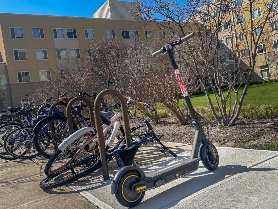 Photo of an electric scooter on campus.