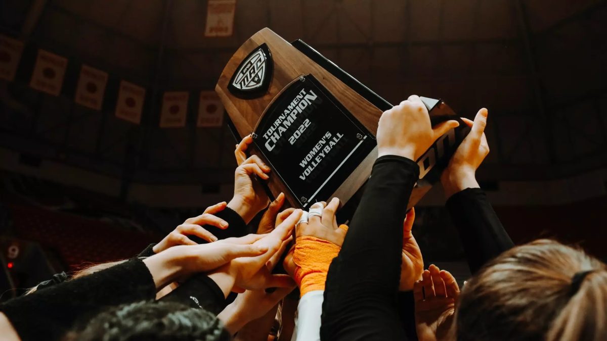 The Falcons won the Mid-American Conference volleyball championship in 2022. (Photo courtesy BGSU Athletics)