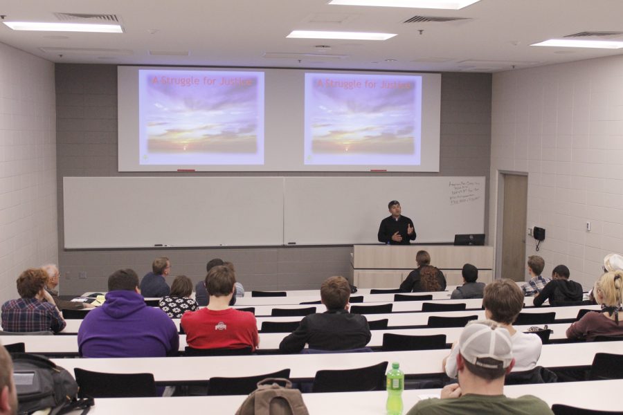 Daoud Nassar, a Palistinian Christian farmer speaks to students about international culture and issues.