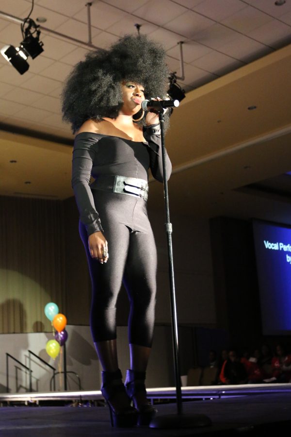 Jasmine Cogdell, senior, special education, performs at the Jabberwocky 2014 event