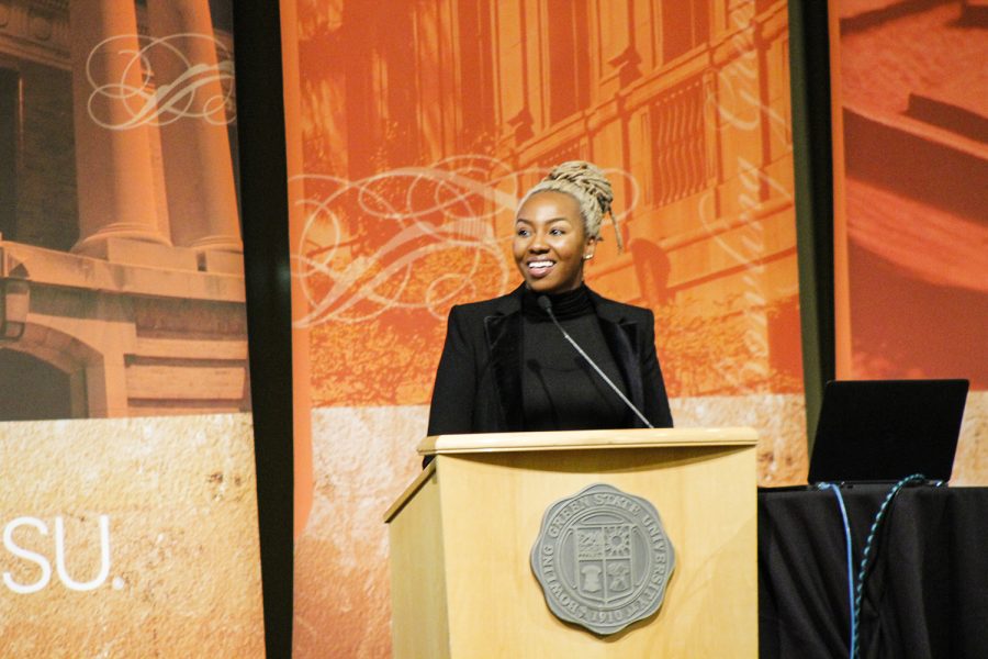 Opal Tometi spoke to students about social justice during Black History Month.