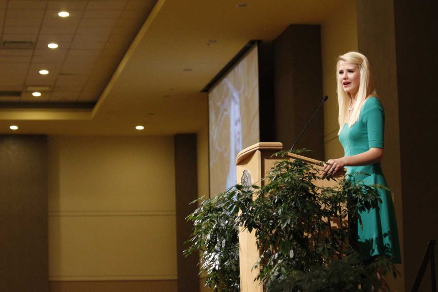 Elizabeth Smart, a kidnapping victim, spoke at the University on Tuesday, more than 10 years after her kidnapping. Smart wished to raise awareness about kidnappings. She spoke to students in the afternoon and then to anyone who paid for a ticket at a dinner event.