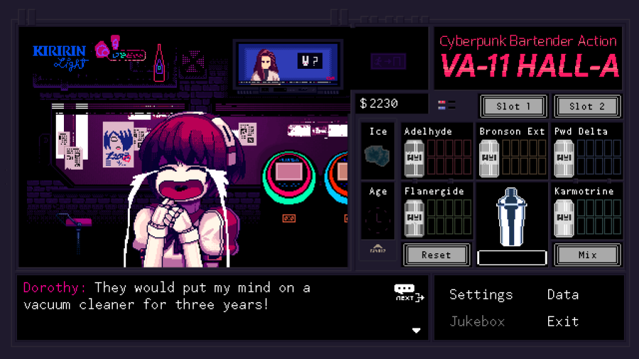 VA-11 HALL-A gives gamers a chance to virtually bartend.
