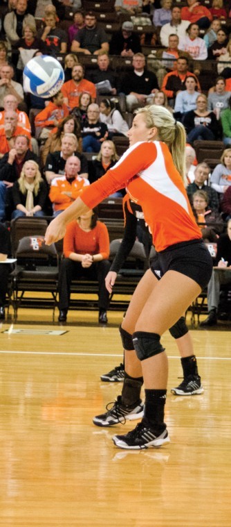 Paige+Penrod%2C+outside+hitter%2C+bumps+the+ball+up+for+a+teammate+in+a+game+earlier+this+season.