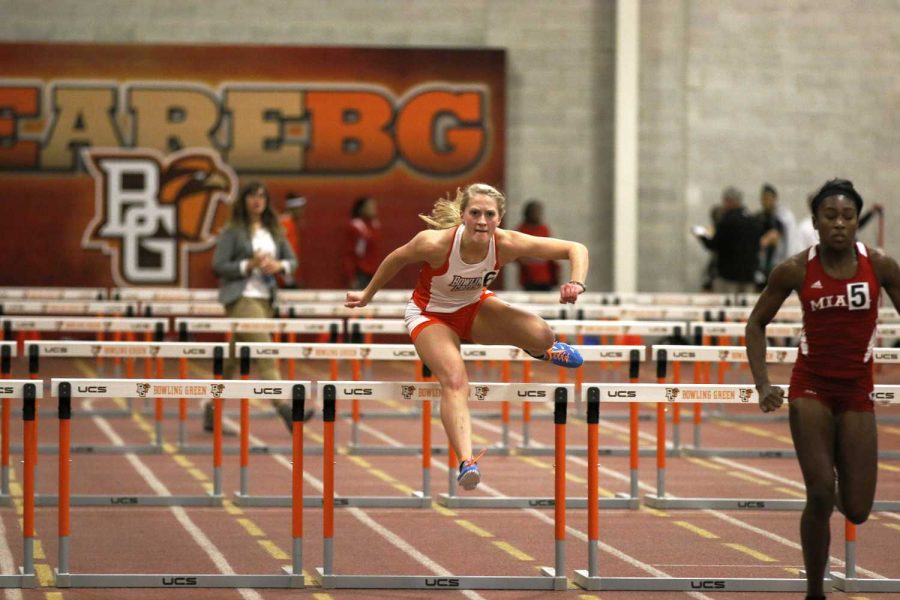 Track Hurdler makes her way over the hurdles in the Tom Wright Open earlier this season. 