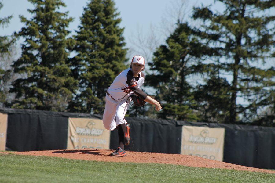 Right handed pitcher Tyler Anderson throws a pitch during the game against Toledo.