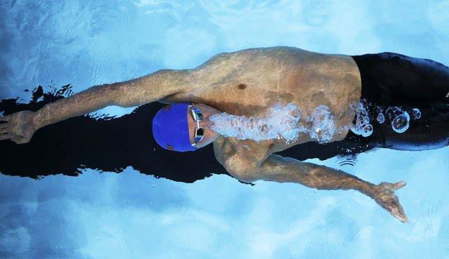 Ryan Lochte swims at the Olympics