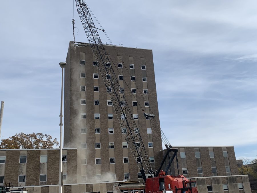 The Administration Building on Nov. 10, in the first instance of demolition.