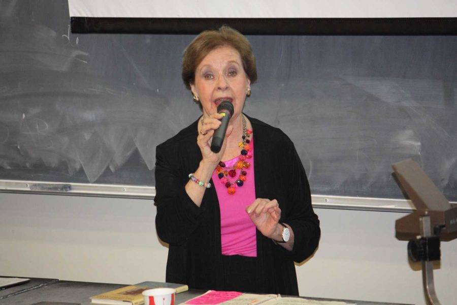 Holocaust survivor Marion Lazan spoke to audience to help bring awareness of the Holocaust Monday night.