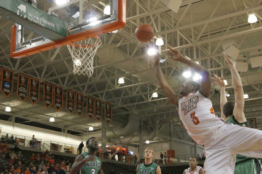 Spencer Parker goes up for a contested layup in a game against the University of North Dakota.  