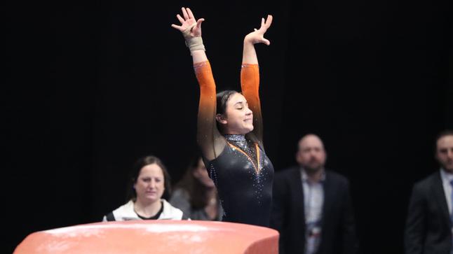 Katrina Mendez Abolnik competes in NCAA Gymnastics Regionals