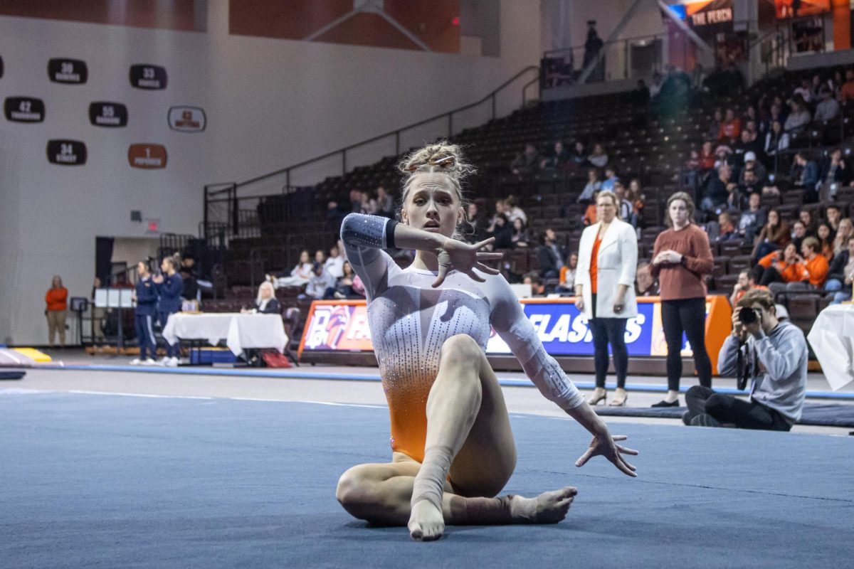 BGSU gymnast Taylor Jensen has been named the female recipient of the 2023 Bob James Memorial Scholarship Award from the Mid-American Conference.
