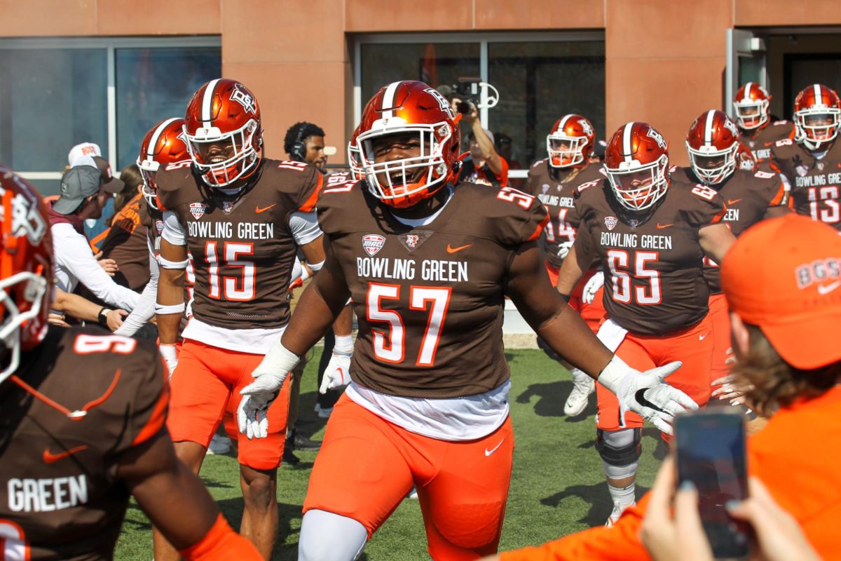 BGSU players coming out for the game