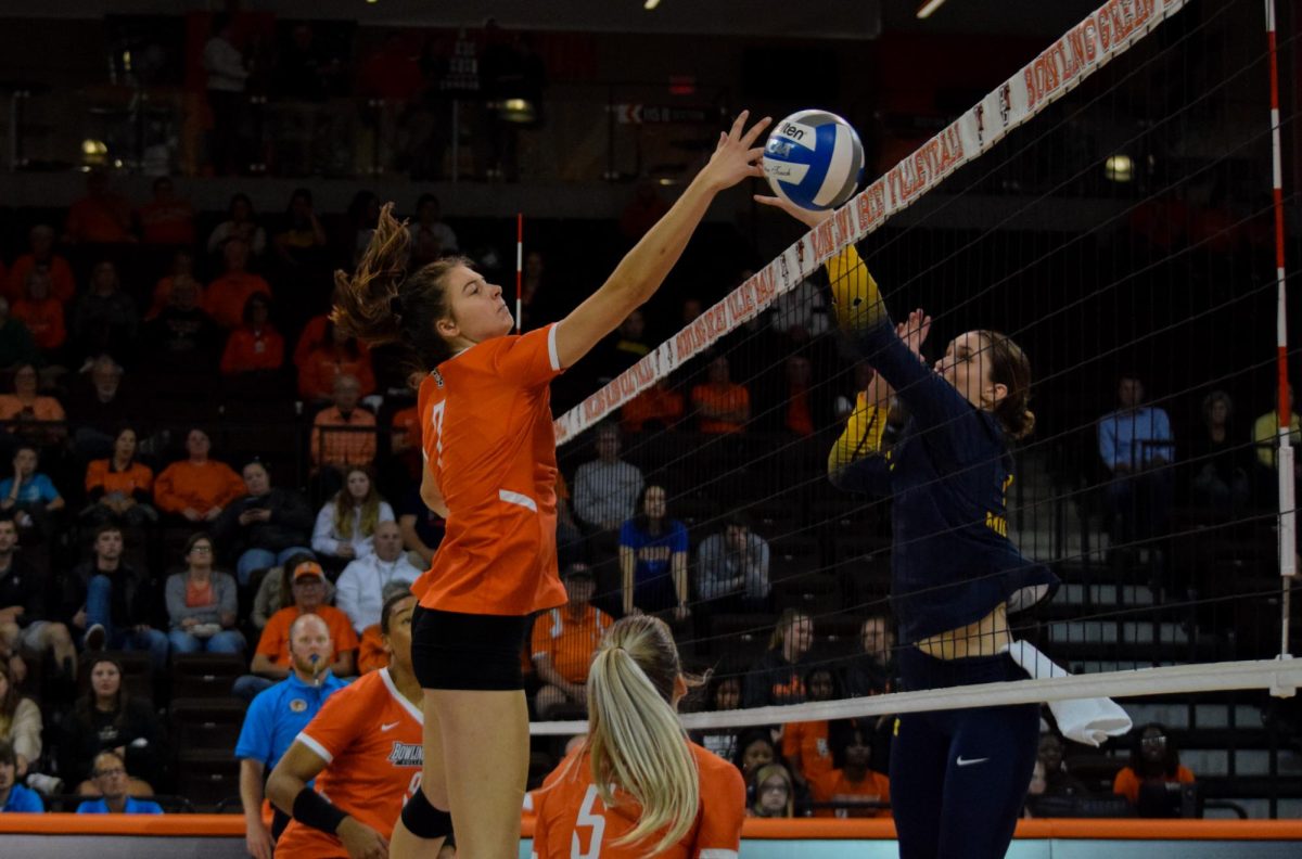 Jessica Andrews blocking the ball.