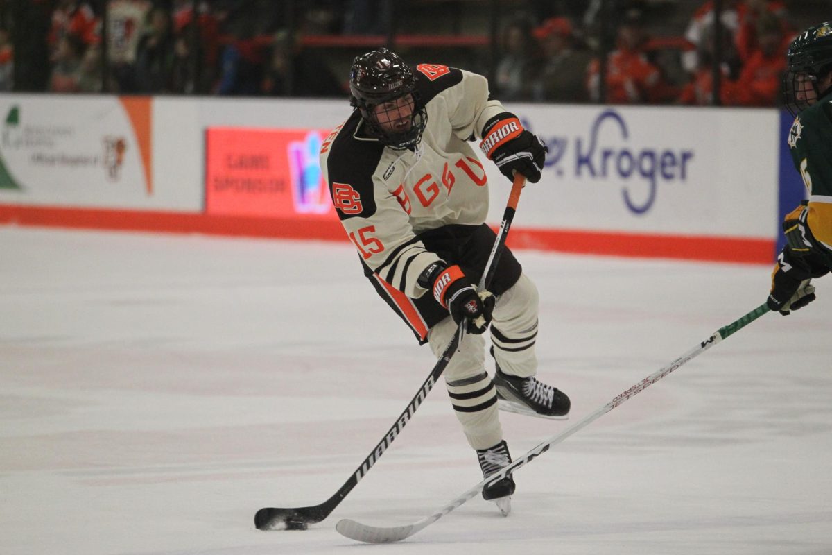 Spencer Kersten about to shoot the puck