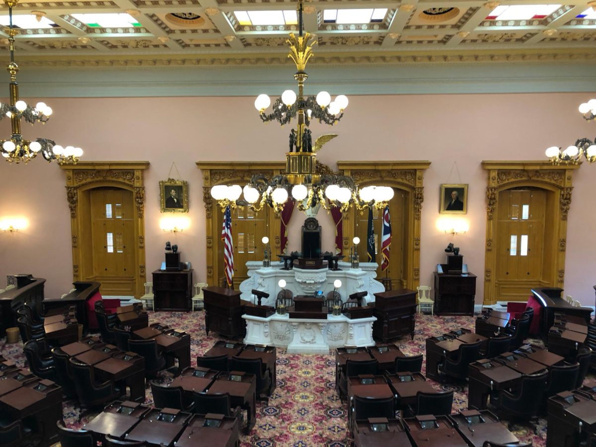 COLUMBUS, Ohio - The Ohio House of Representatives chamber, located in the Ohio Statehouse, is where the states legislative body debates and votes on bills. 