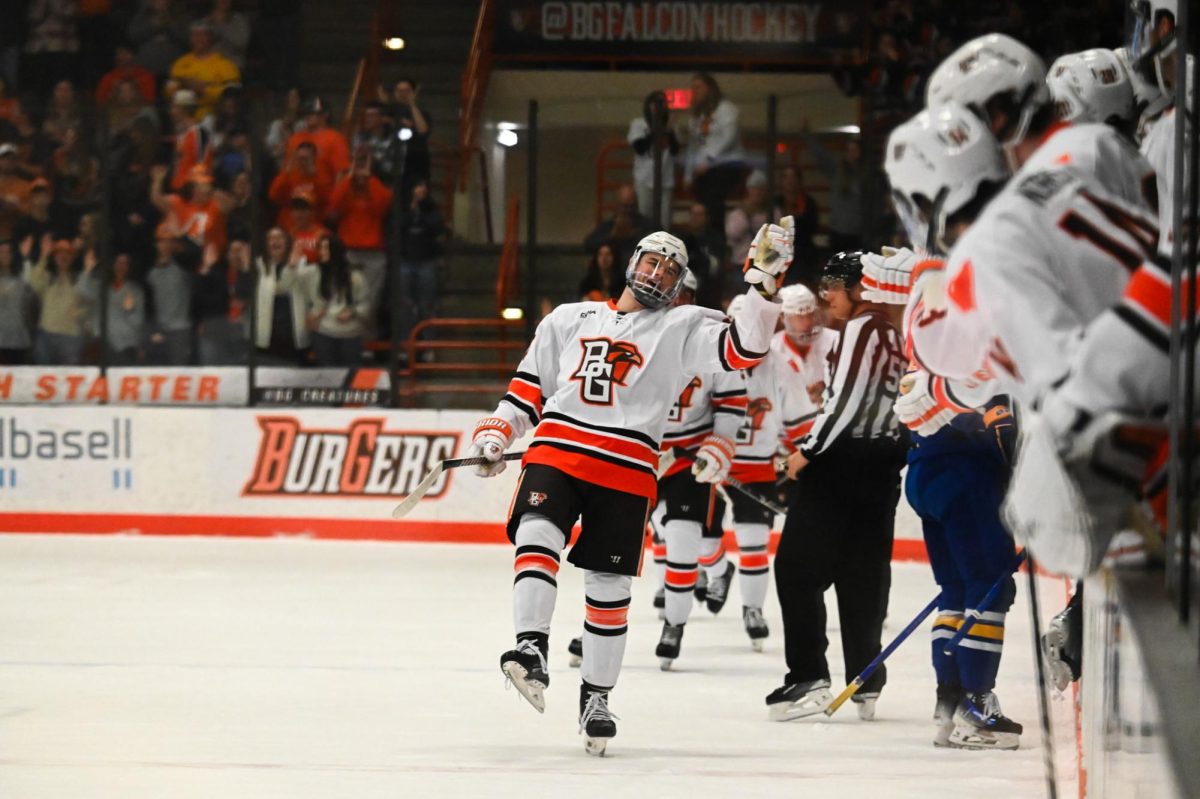 Ethan Scardina (17) excited after scoring the second goal for the Falcons