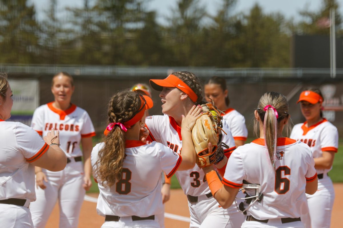 Bowling Green, OH - Game 1 Falcons during pregame player introductions at Meserve Softball Field in Bowling Green, Ohio.