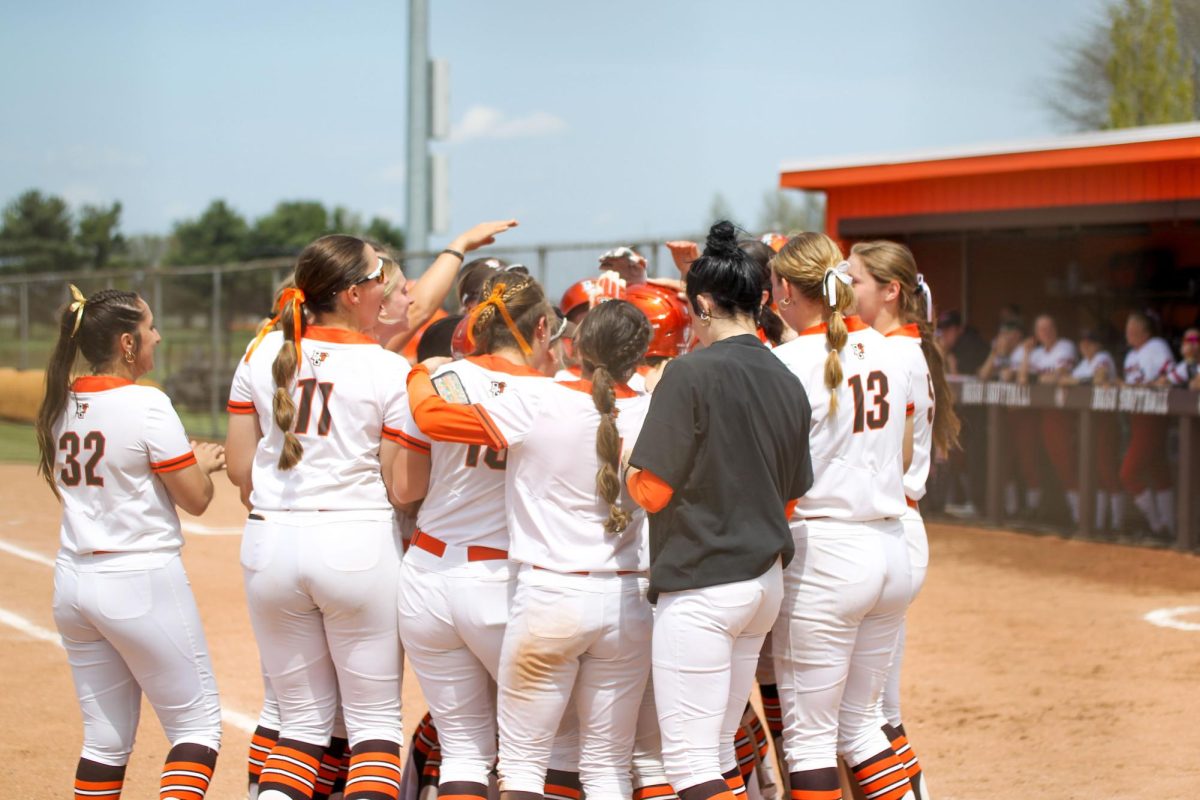 Bowling Green, OH – Game  Falcons cheering on Senior Outfielder Peyton Dolejs (10) Homerun at Meserve Field in Bowling Green, Ohio
