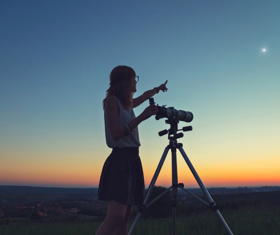 Person using a telescope