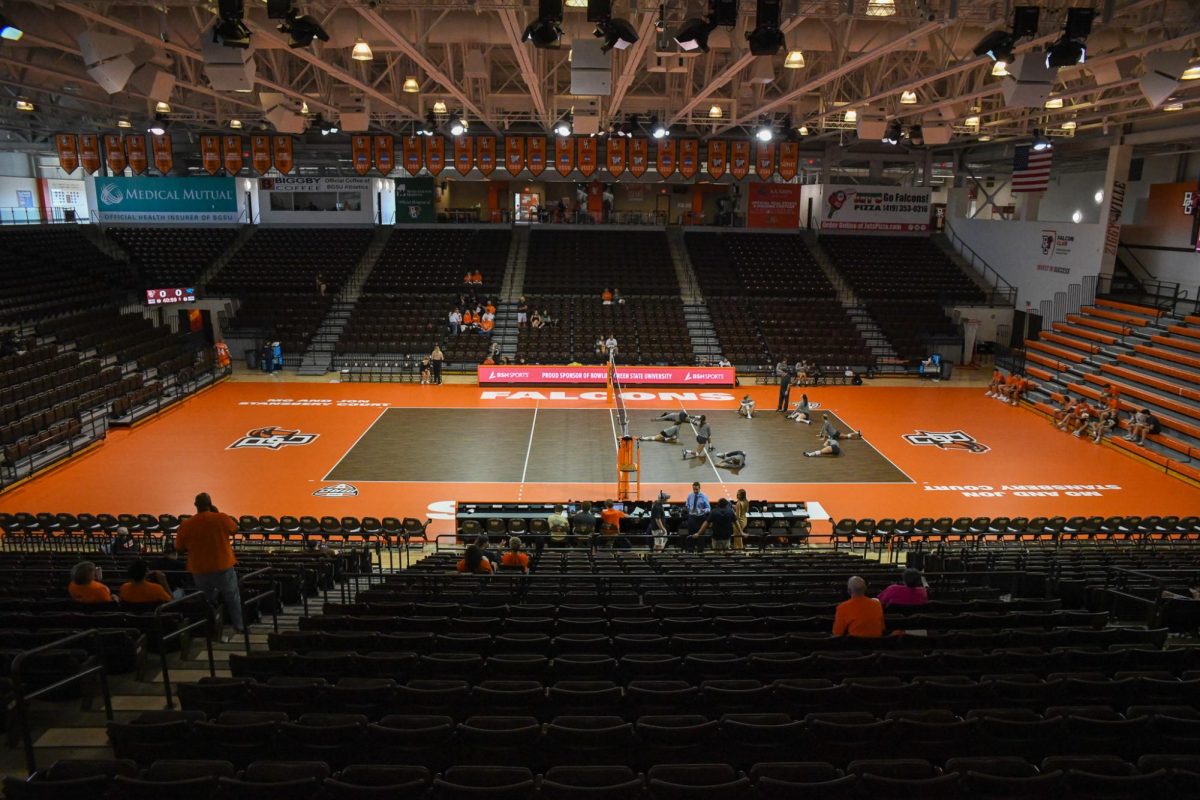 Bowling Green, OH - The new Mo and Jon Stansbery Court being unveiled for the first time at Stroh Center in Bowling Green Ohio