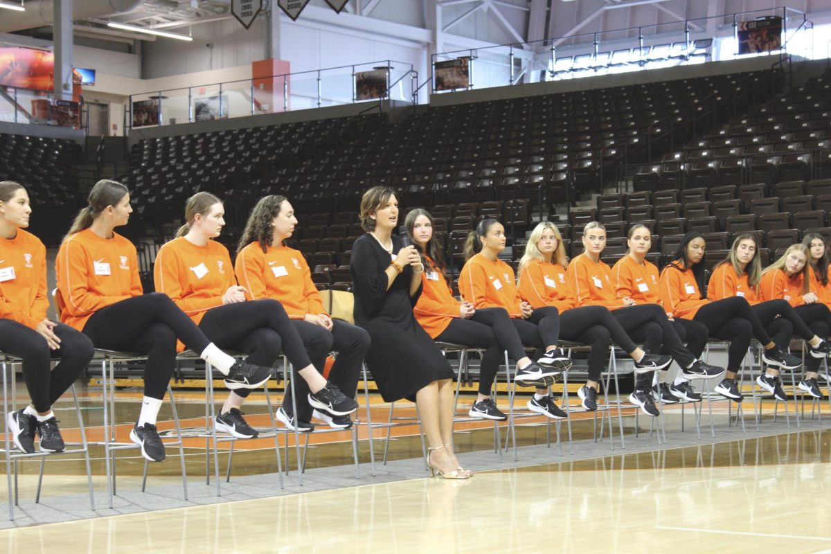 Volleyball head coach, Danijela Tomic, answers questions at the Q&A