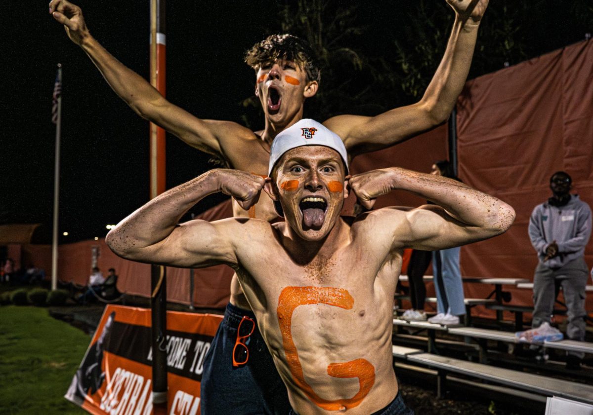 Bowling Green, OH – Falcons fans celebrate after a Bowling Green after a Bowling Green victory at Cochrane Field in Bowling Green, Ohio