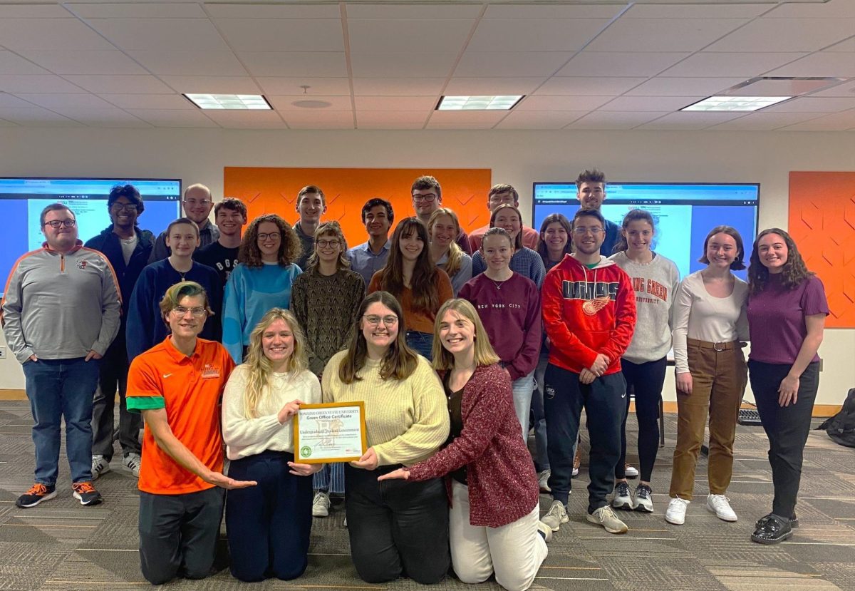 Undergraduate Student Government (USG) receiving their Green Office Certification from Campus Sustainability last spring