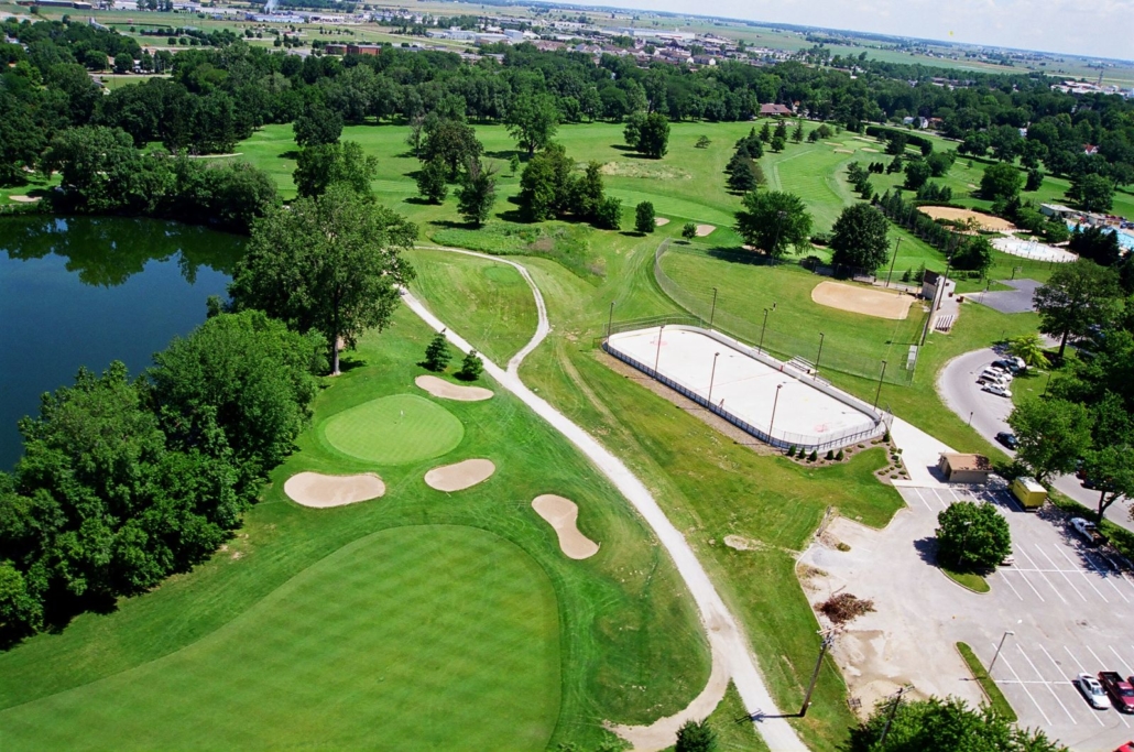 An aerial view of the Country Club's golf course