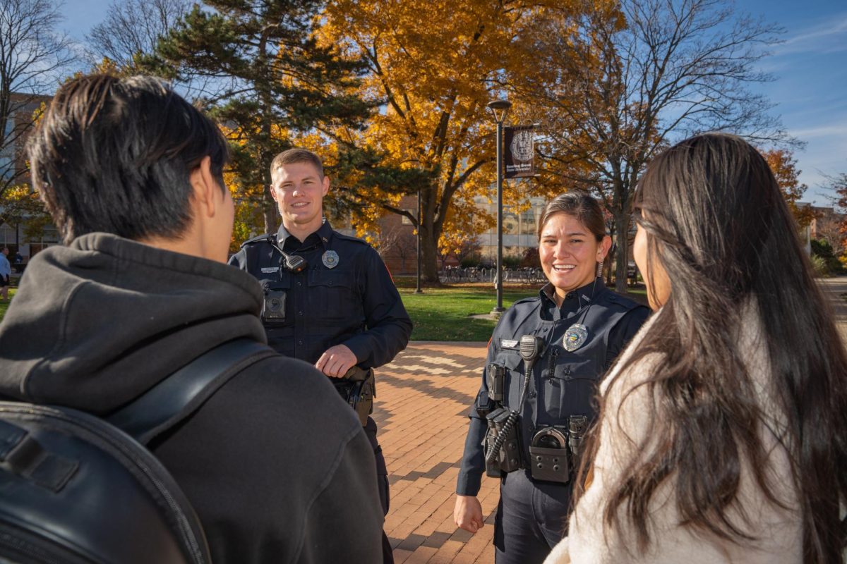 BGSU police talk with students on campus