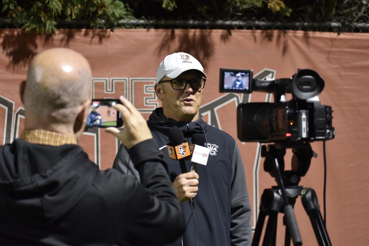 BGSU men's soccer head coach Eric Nichols speaks to the media postgame