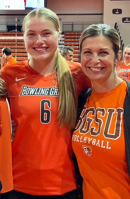 Cecily (left) and Marin (right) at a BGSU volleyball event