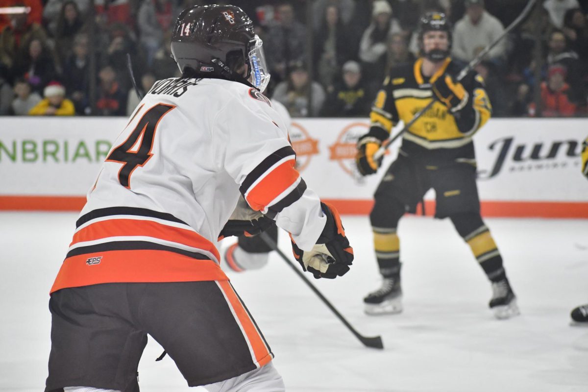 Bowling Green, OH - Falcons junior defender Dalton Norris (14) at Slater Family Ice Arena in Bowling Green, Ohio.