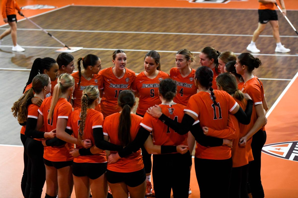 Bowing Green, OH - Falcons coming up with a plan going into the fourth set at the Stroh Center in Bowling Green, Ohio.