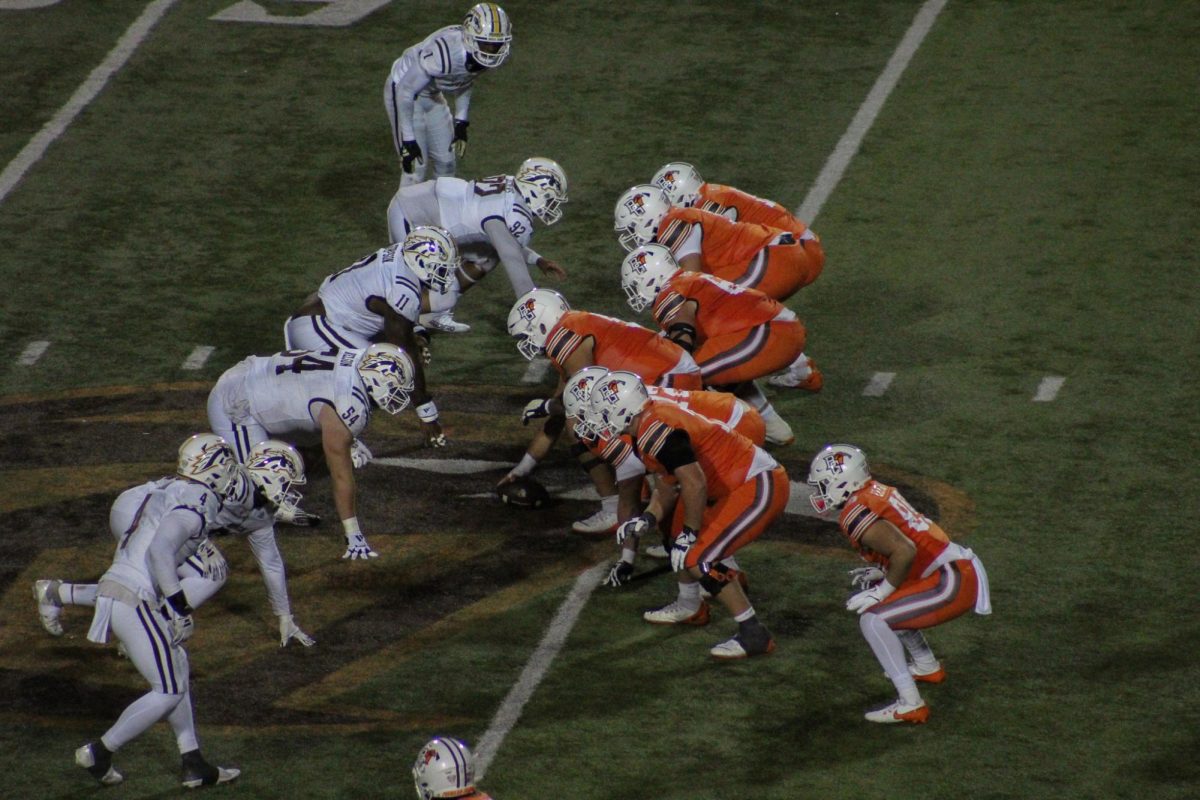 Bowling Green, OH - Falcons offensive line going to head to head with the Broncos defensive line at Doyt L. Perry Stadium in Bowling Green, Ohio.