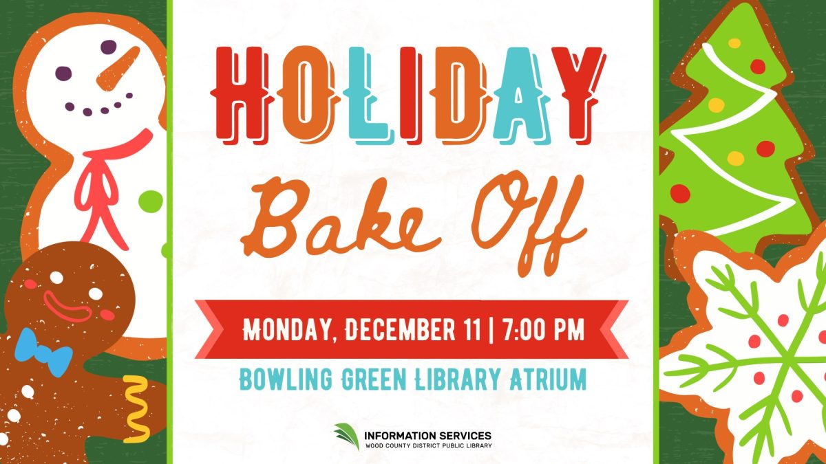 A promotional poster for the Holiday Bake Off event via the Wood County District Public Library Facebook