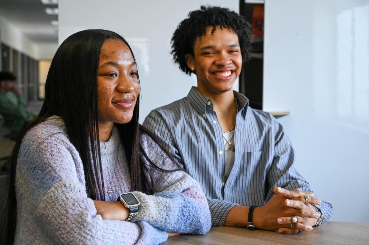 President Tristan Bolden (right) and Vice President Miracle Bowman (left) of Topsoil, a student organization with roots in environmental advocacy, sustainability education and botanical resources.