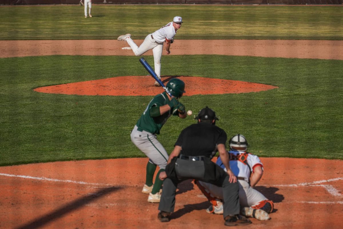 Bowling Green, OH- Falcons redshirt freshman pitcher Nate Kress (11) fires a pitch at Steller Field in Bowling Green, Ohio