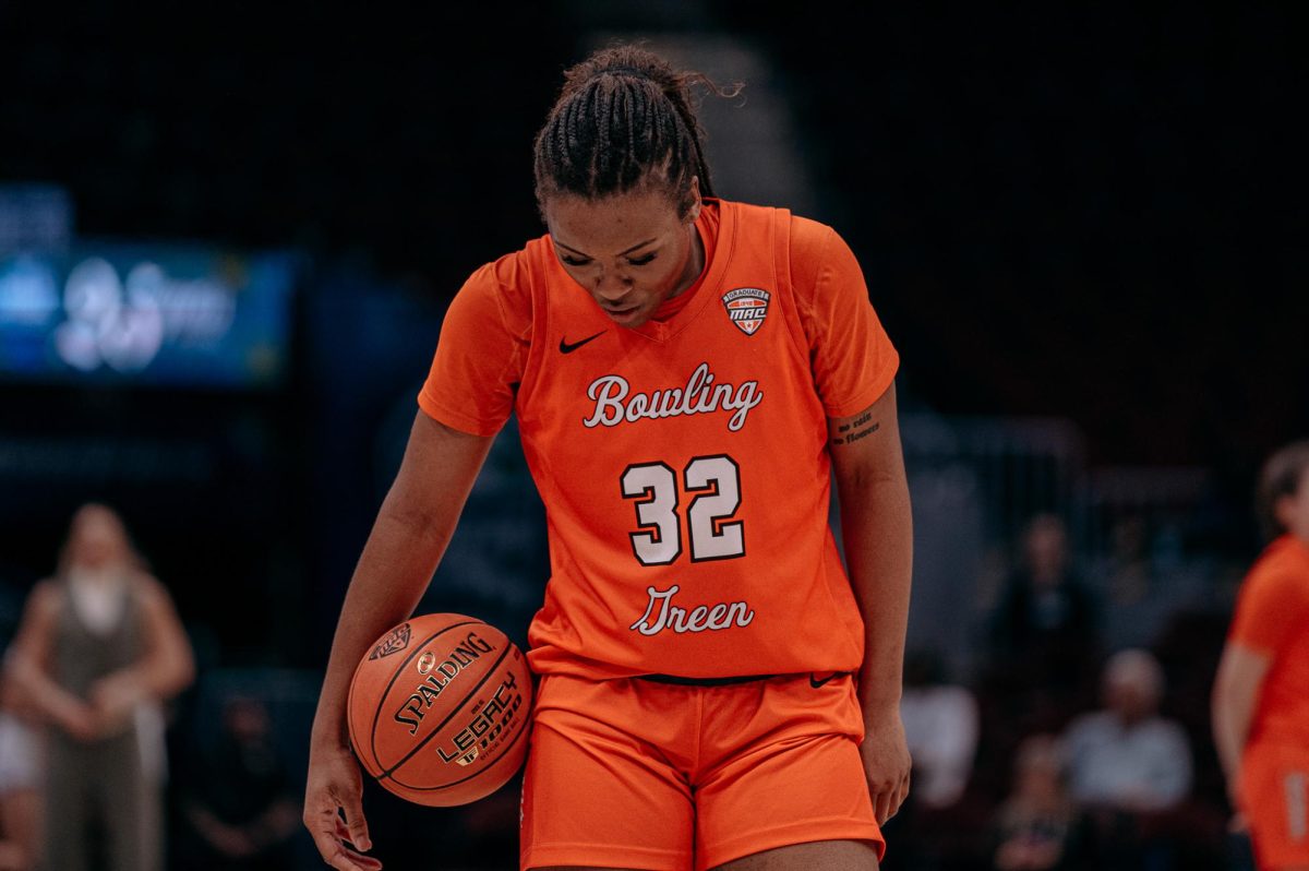 Cleveland, OH - Falcons fifth year senior Erika Porter (32) prepares to take a free throw at Rocket Arena in Cleveland, Ohio.