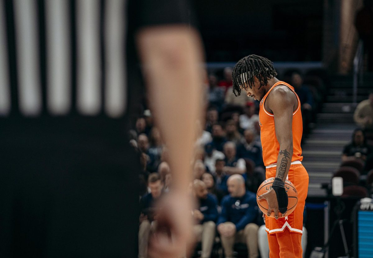 Cleveland, OH - Falcons junior guard Javontae Campbell (2) takes a deep breath before his free throws at Rocket Arena in Cleveland, Ohio.