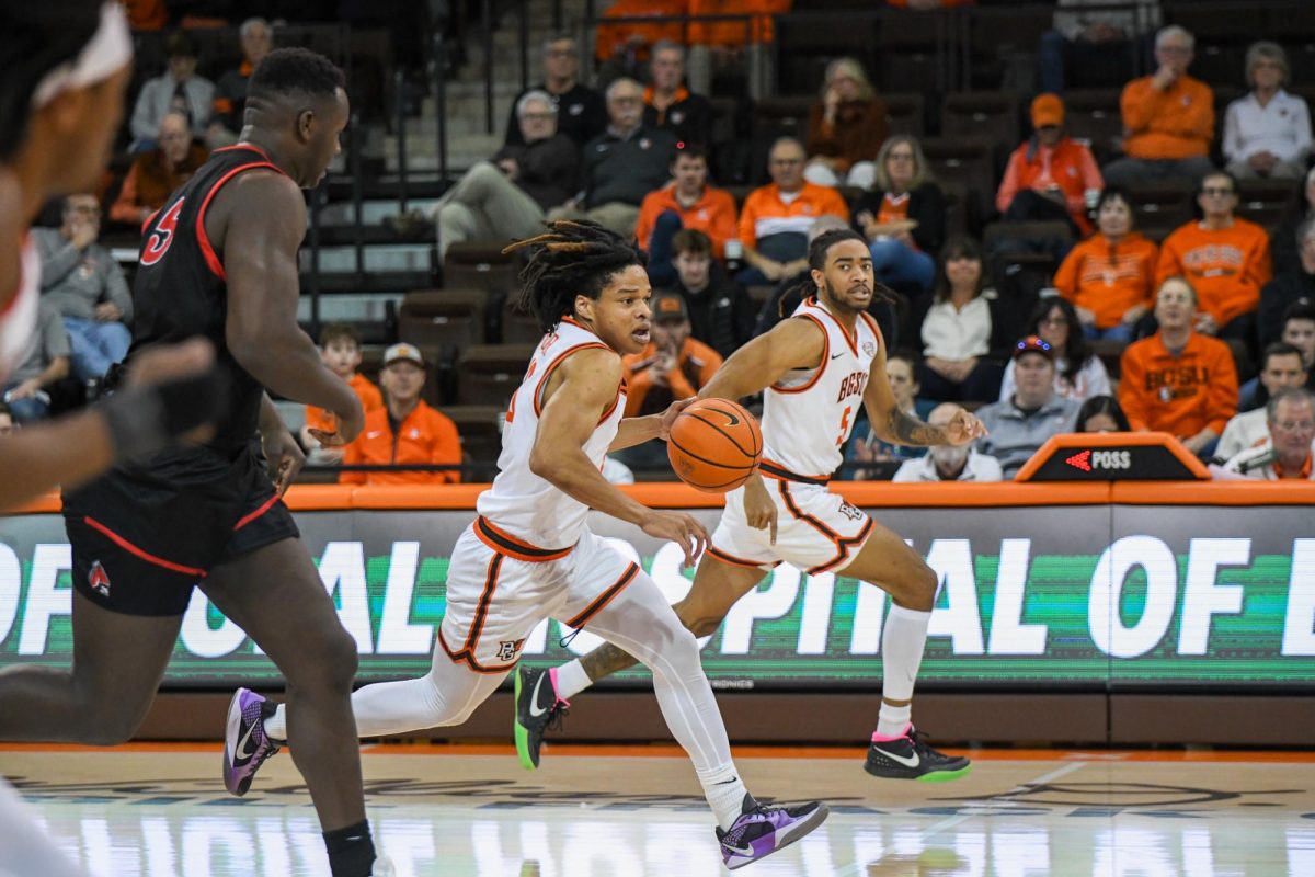 Bowling Green, OH - Falcons senior guard Derrick Butler (10) leading the Falcons on a fast break at the Stroh Center in Bowling Green, Ohio