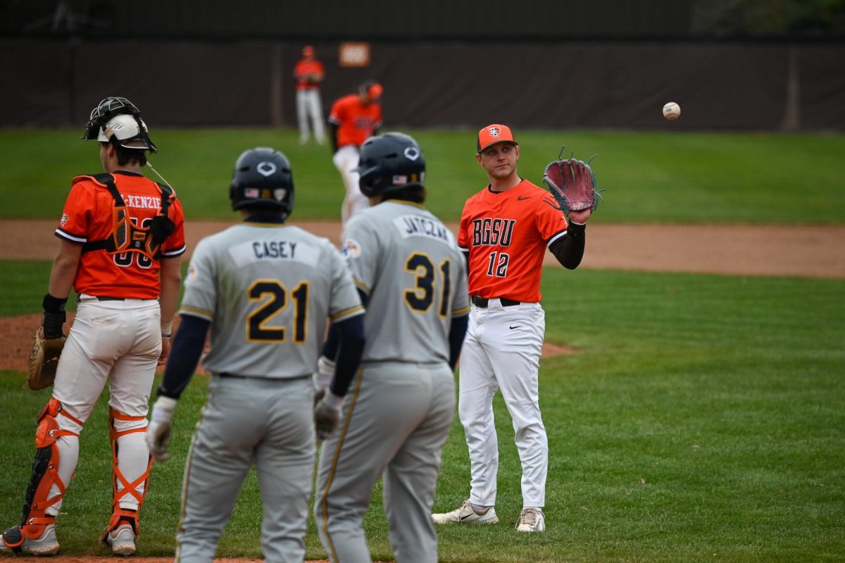 Bowling Green, OH - Falcons senior pitcher Connar Penrod (12) after giving the game ending 3-run home run at Steller Field in Bowling Green, Ohio.