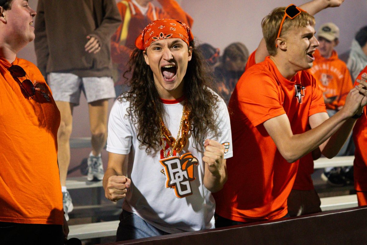 Bowling Green, OH - Falcons students ecstatic as the Falcons defeated the Spartans at Cochrane Stadium in Bowling Green, Ohio.