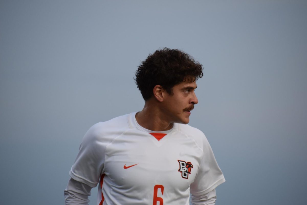 Bowling Green - Falcons graduate defender Caio Tascheto (6) looks on at the ball being passed around at Cochrane Stadium in Bowling Green, Ohio.