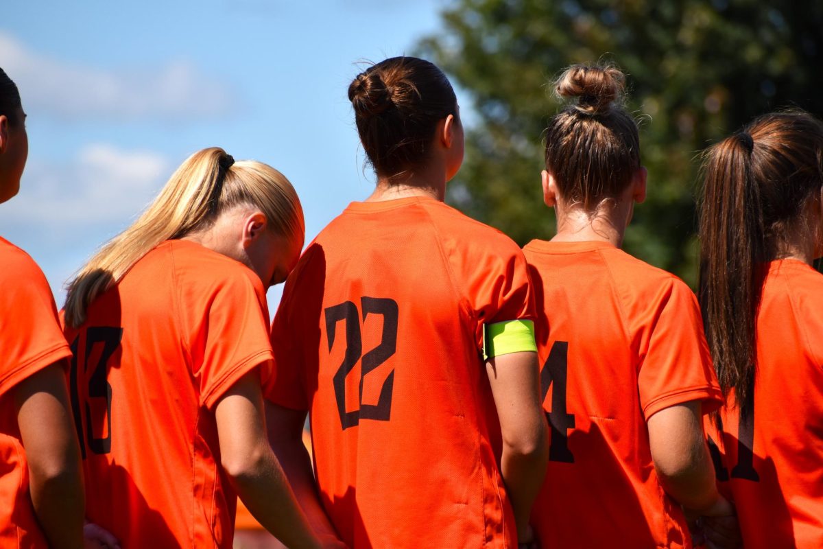 Bowling Green - Falcons junior defender Taylor Green (22) looks onward at the American Flag prior to a contest at Cochrane Stadium in Bowling Green, Ohio.