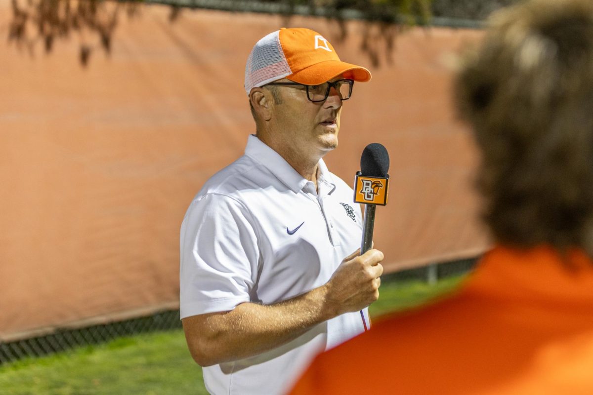 Bowling Green, OH - Falcons men's soccer head coach Eric Nichols speaks to the media after a 3-0 loss at Cochrane Stadium in Bowling Green, Ohio.