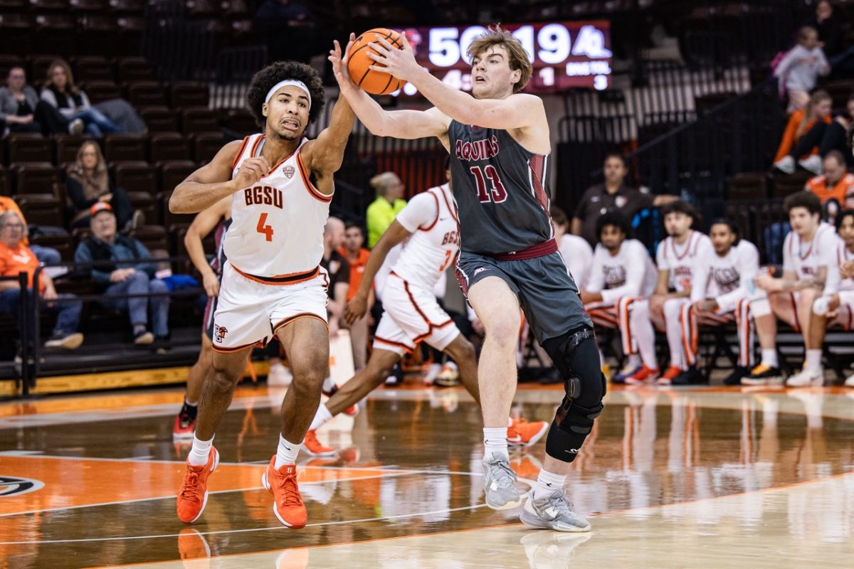 Bowling Green, OH - during a game between the Aquinas Saints and the Bowling Green Falcons at the Stroh Center in Bowling Green, Ohio.