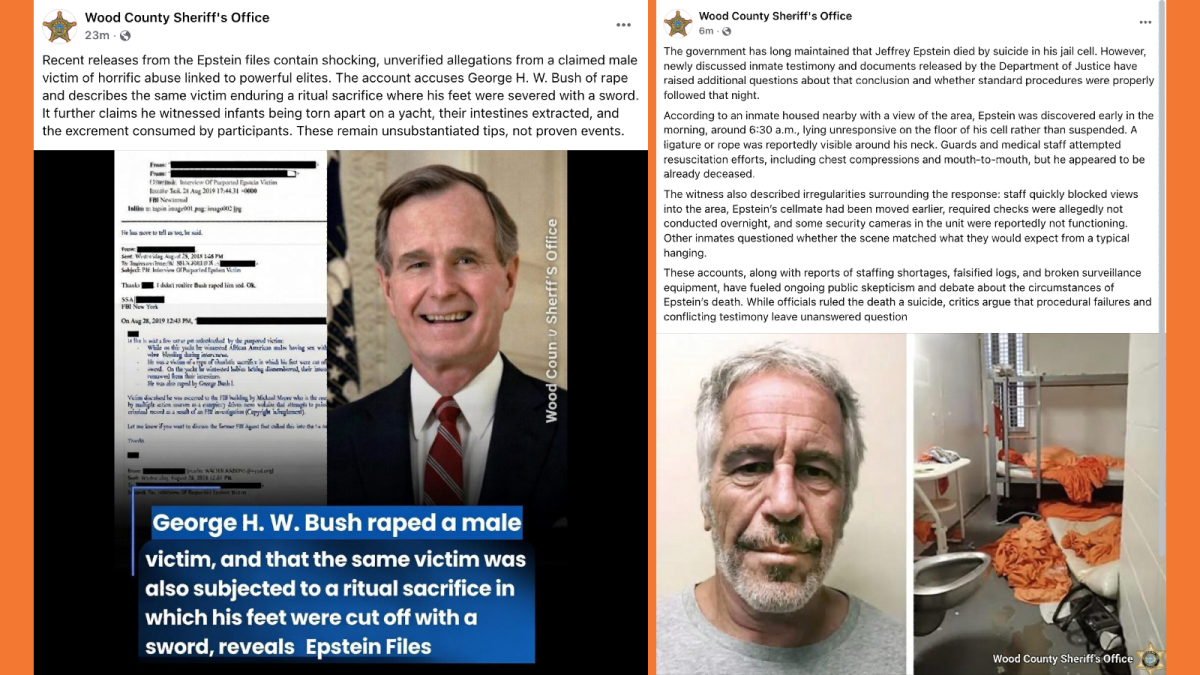Posts on the Wood County Sheriff's Office Facebook page reportedly made by hackers.