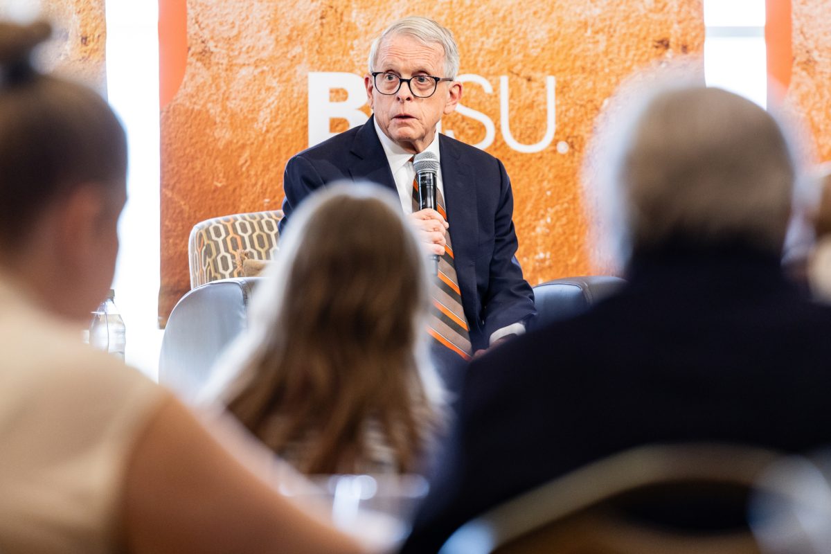 Bowling Green, OH - Ohio Governor Mike Dewine speaks during the Leadership Luncheon at the Bowen-Thompson Student Union in Bowling Green, Ohio.